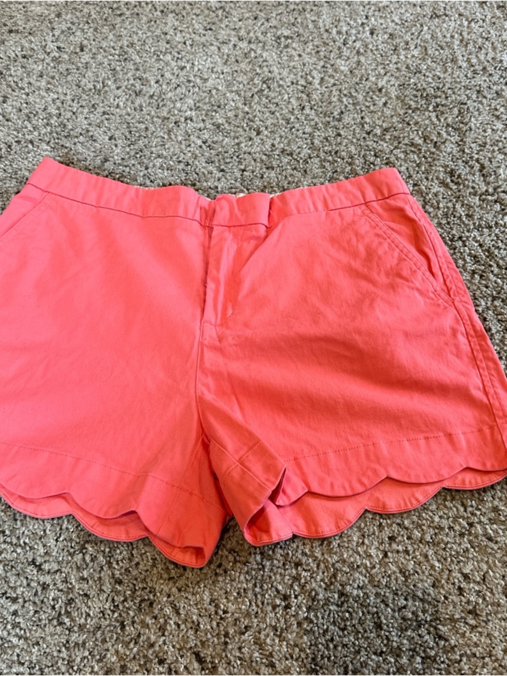 Cynthia Rowley Coral Scallop-Hem High Waist Shorts